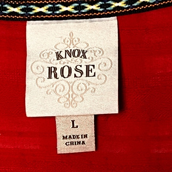 Knox Rose | Rust Orange Flutter Sleeve Embroidered Peasant Shift Dress, Large - Picture 7 of 8